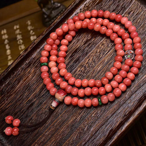 108 Beads Natural Camel Bone Mala Bracelet Tibetan Spiritual Protection Jewelry